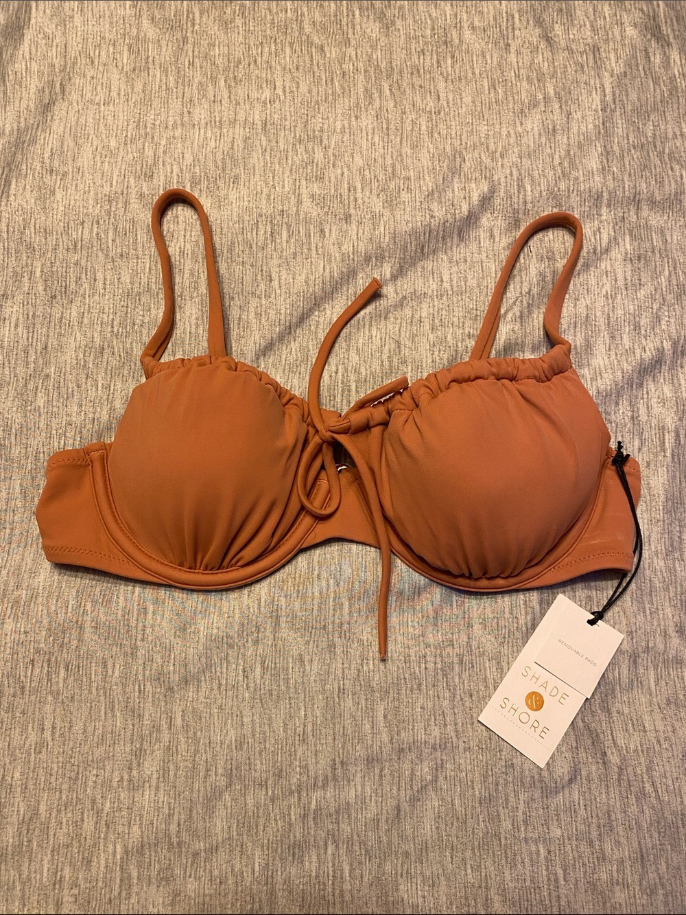NWT Shade & Shore Blush Pink Underwire Bikini Top Sz 34B Removable Pads NWT